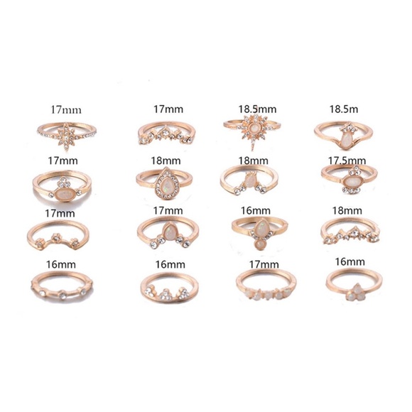 **TAYAH* 16-Pc Gold Star Design Fashion Ring Set - Picture 5 of 5